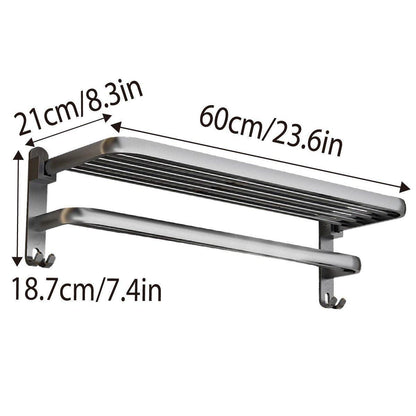Grey Aluminum Towel Rack Punch-Free Bathroom Storage Towel Holder Home Organizer V528-BATH-TOWEL-HOLDER-60-511209