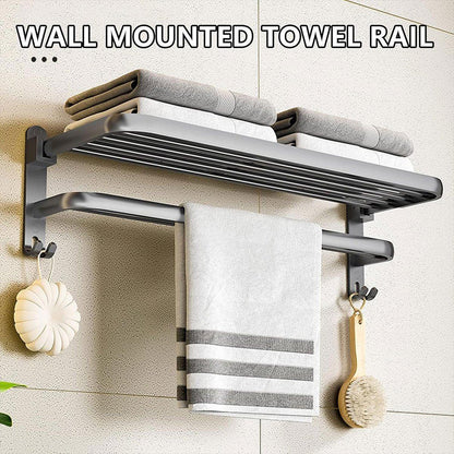 Grey Aluminum Towel Rack Punch-Free Bathroom Storage Towel Holder Home Organizer V528-BATH-TOWEL-HOLDER-60-511209