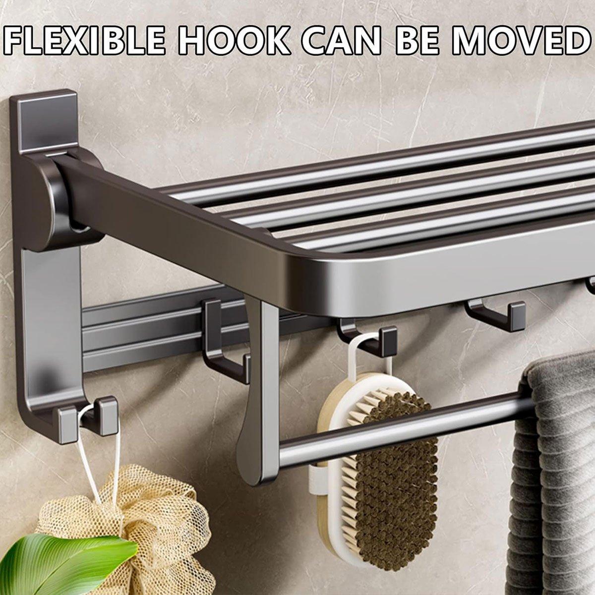 Grey Aluminum Towel Rack Punch-Free Bathroom Storage Towel Holder Home Organizer V528-BATH-TOWEL-HOLDER-60-511209