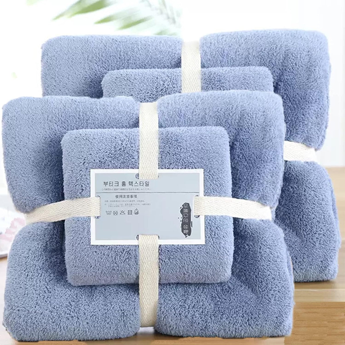 Coral Velvet Towel Set Bath Towels Soft Absorbent Quick Dry Face Hand Cloth Home - Blue V528-BATH-TOWEL-SET-BLUE-390901