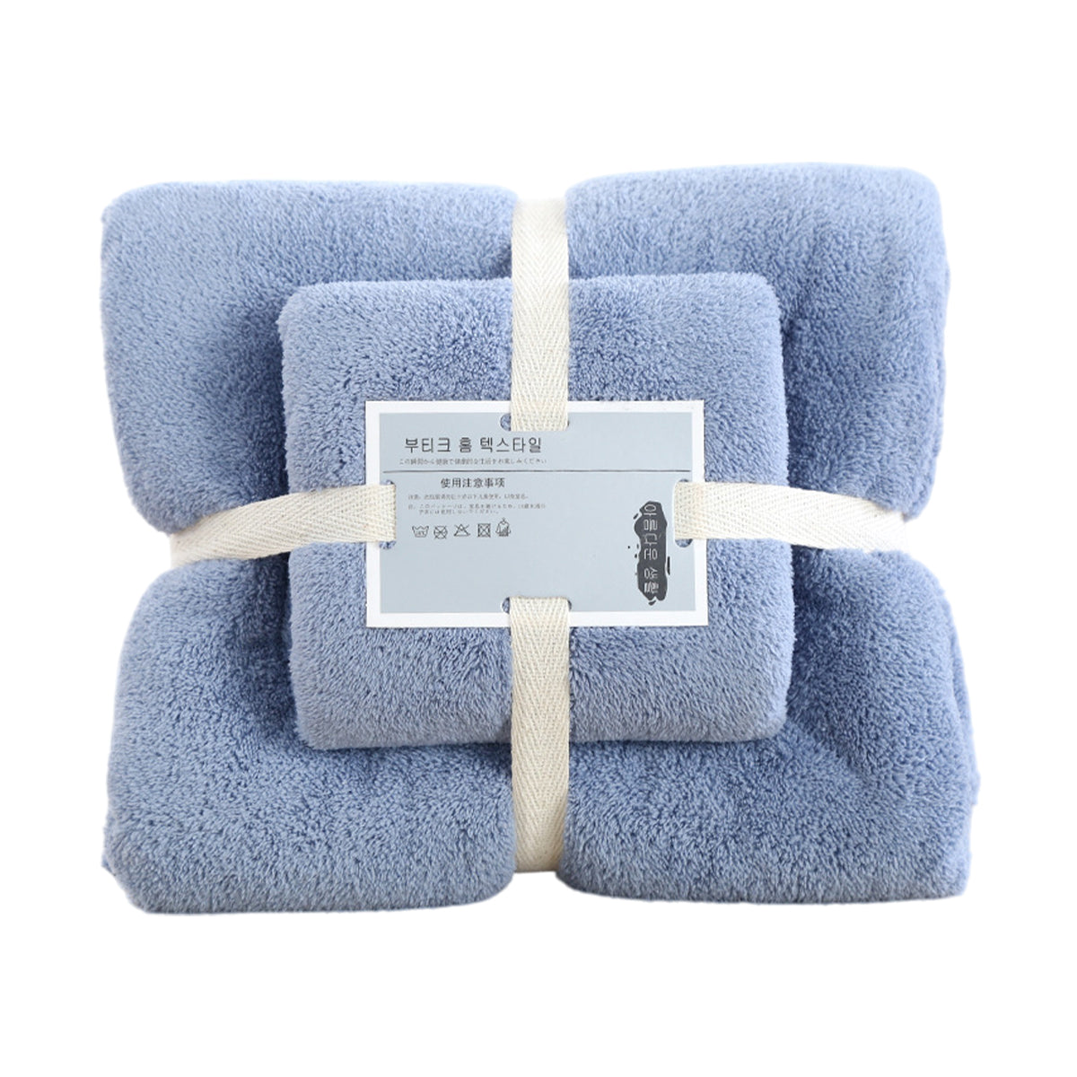 Coral Velvet Towel Set Bath Towels Soft Absorbent Quick Dry Face Hand Cloth Home - Blue V528-BATH-TOWEL-SET-BLUE-390901