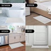 Anti Slip Shower Mat Loofah Surface Bath Rug 70x40cm White PVC Bathroom Carpet V528-BATHMAT-134134