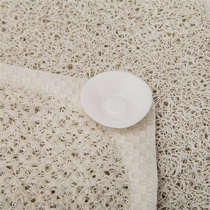 Anti Slip Shower Mat Loofah Surface Bath Rug 70x40cm White PVC Bathroom Carpet V528-BATHMAT-134134