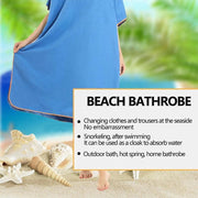 Adult Changing Robe Towel Bath Hooded Quick Dry Beach Towel Poncho Bathrobe Au V528-BATHROBE-BLUE-154692