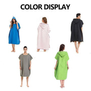 Adult Changing Robe Towel Bath Hooded Quick Dry Beach Towel Poncho Bathrobe Au V528-BATHROBE-BLUE-154692