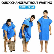 Adult Changing Robe Towel Bath Hooded Quick Dry Beach Towel Poncho Bathrobe Au V528-BATHROBE-BLUE-154692