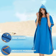 Adult Changing Robe Towel Bath Hooded Quick Dry Beach Towel Poncho Bathrobe Au V528-BATHROBE-BLUE-154692