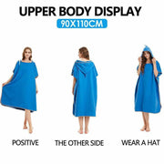 Adult Changing Robe Towel Bath Hooded Quick Dry Beach Towel Poncho Bathrobe Au V528-BATHROBE-BLUE-154692