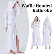 Hotel Bathrobe Waffle Hooded Robe Soft Absorbent for Men and Women Unisex Towels V528-BATHROBE-WHITE-L-635807
