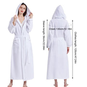 Hotel Bathrobe Waffle Hooded Robe Soft Absorbent for Men and Women Unisex Towels V528-BATHROBE-WHITE-L-635807