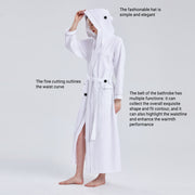 Hotel Bathrobe Waffle Hooded Robe Soft Absorbent for Men and Women Unisex Towels V528-BATHROBE-WHITE-L-635807