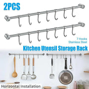 2PCS 304 Stainless Steel Bathroom Towel Hook Wall Mounted Clothes Kitchen Hanger V528-BATHROOM-HOOK-400MM-7HOOK-495158