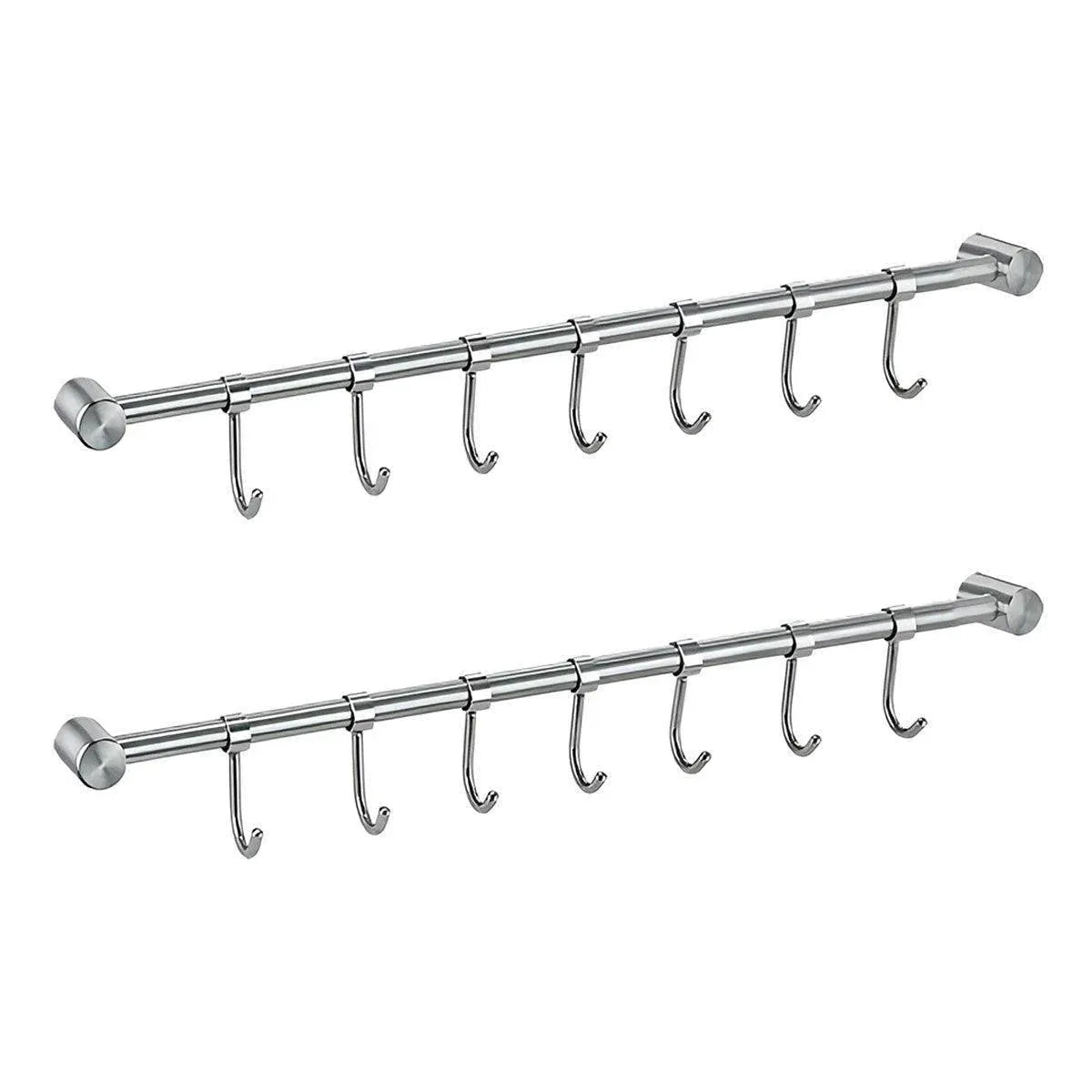 2PCS 304 Stainless Steel Bathroom Towel Hook Wall Mounted Clothes Kitchen Hanger V528-BATHROOM-HOOK-400MM-7HOOK-495158