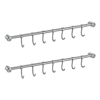 2PCS 304 Stainless Steel Bathroom Towel Hook Wall Mounted Clothes Kitchen Hanger V528-BATHROOM-HOOK-400MM-7HOOK-495158