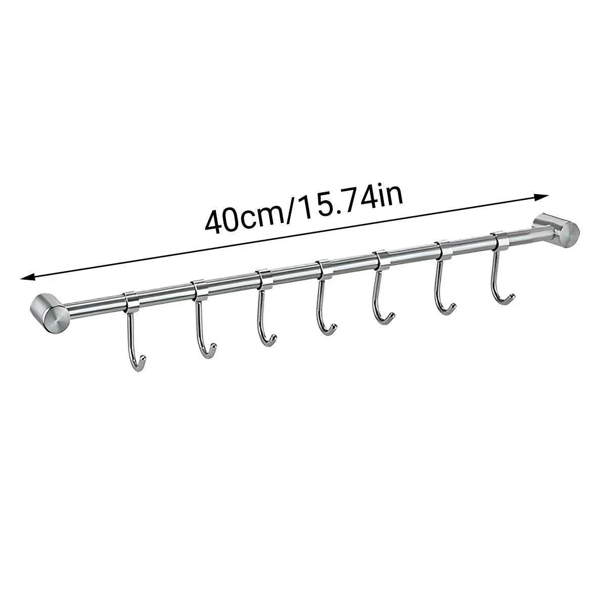 2PCS 304 Stainless Steel Bathroom Towel Hook Wall Mounted Clothes Kitchen Hanger V528-BATHROOM-HOOK-400MM-7HOOK-495158