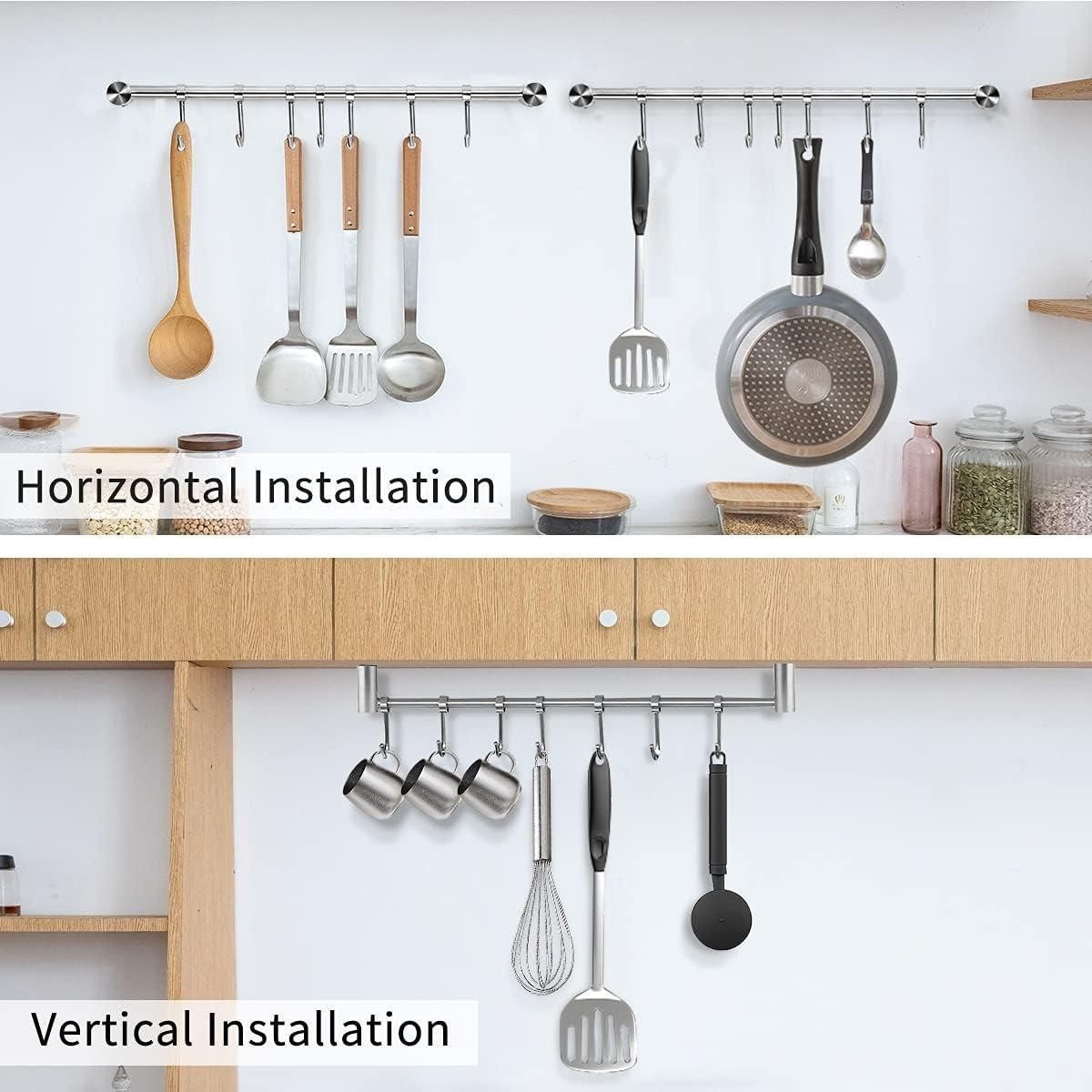 2PCS 304 Stainless Steel Bathroom Towel Hook Wall Mounted Clothes Kitchen Hanger V528-BATHROOM-HOOK-400MM-7HOOK-495158
