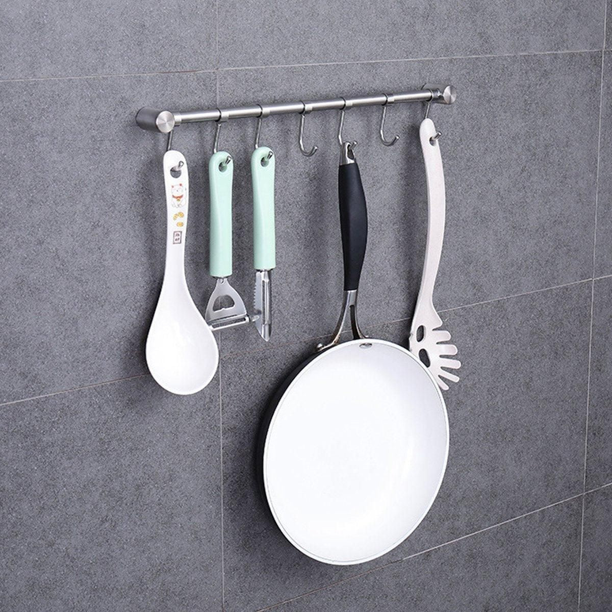 2PCS 304 Stainless Steel Bathroom Towel Hook Wall Mounted Clothes Kitchen Hanger V528-BATHROOM-HOOK-400MM-7HOOK-495158
