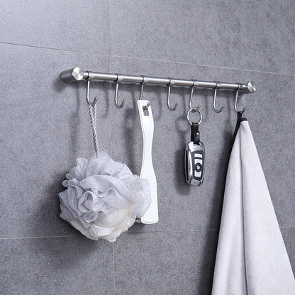 2PCS 304 Stainless Steel Bathroom Towel Hook Wall Mounted Clothes Kitchen Hanger V528-BATHROOM-HOOK-400MM-7HOOK-495158