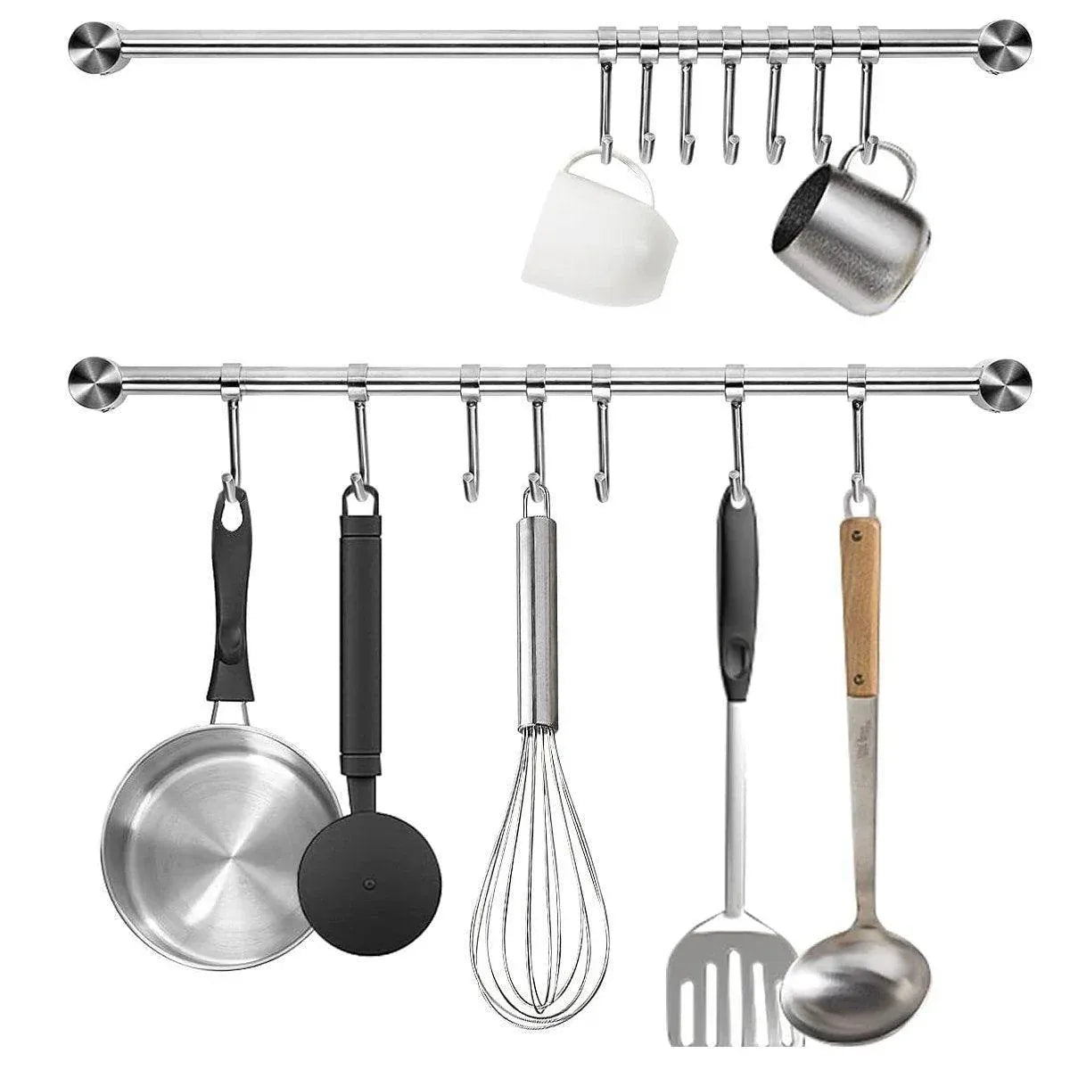 2PCS 304 Stainless Steel Bathroom Towel Hook Wall Mounted Clothes Kitchen Hanger V528-BATHROOM-HOOK-400MM-7HOOK-495158