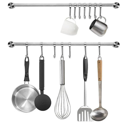 2PCS 304 Stainless Steel Bathroom Towel Hook Wall Mounted Clothes Kitchen Hanger V528-BATHROOM-HOOK-400MM-7HOOK-495158