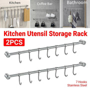 2PCS 304 Stainless Steel Bathroom Towel Hook Wall Mounted Clothes Kitchen Hanger V528-BATHROOM-HOOK-400MM-7HOOK-495158