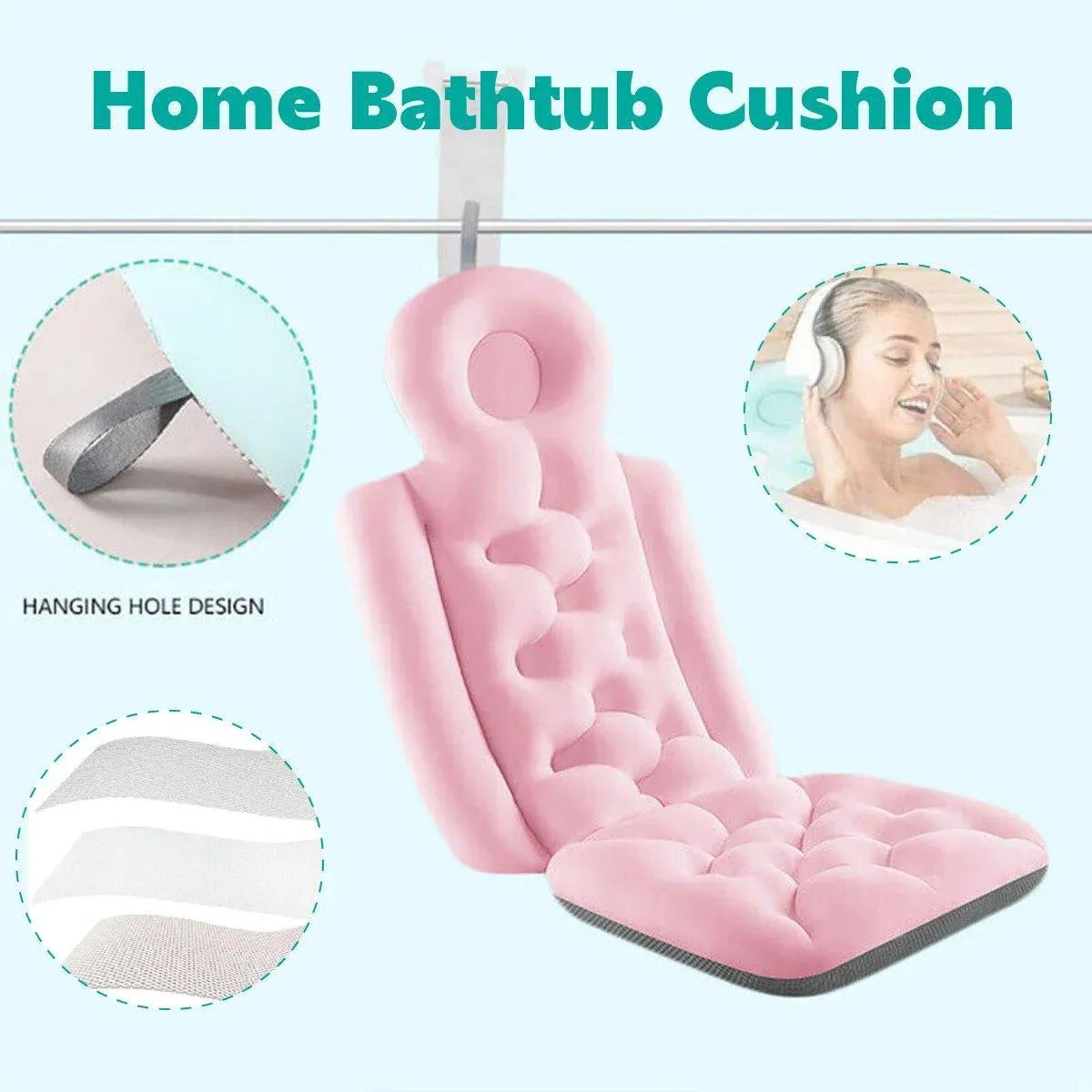 Non-Slip Bath Mat with Cushion Support Universal Bathroom Mat V528-BATHTUB-CUSHIONS-PINK-771197