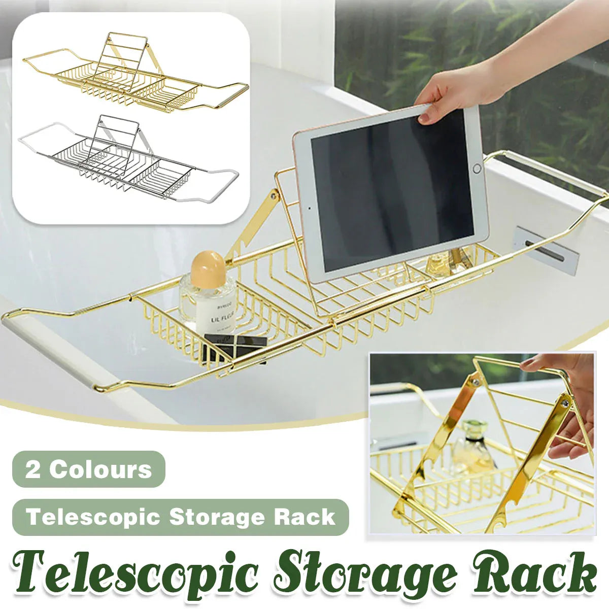 Bathtub Rack Bathroom Storage Shelf Telescopic Adjustable Organiser Tray Home - Silver V528-BATHTUB-TRAY-SILVER-172923