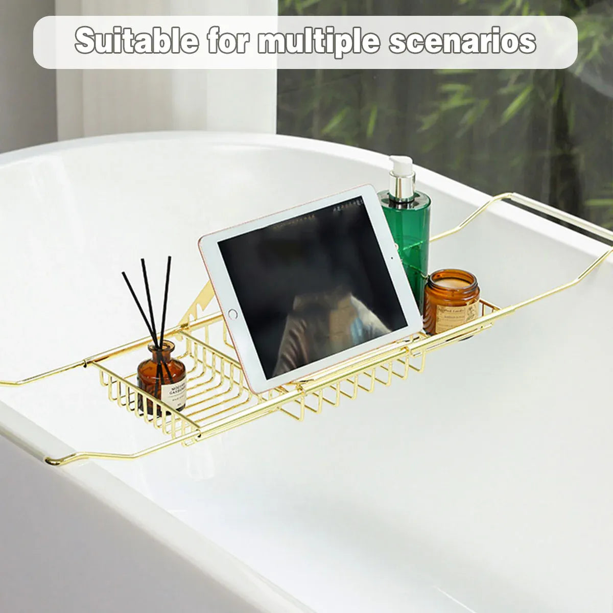 Bathtub Rack Bathroom Storage Shelf Telescopic Adjustable Organiser Tray Home - Silver V528-BATHTUB-TRAY-SILVER-172923