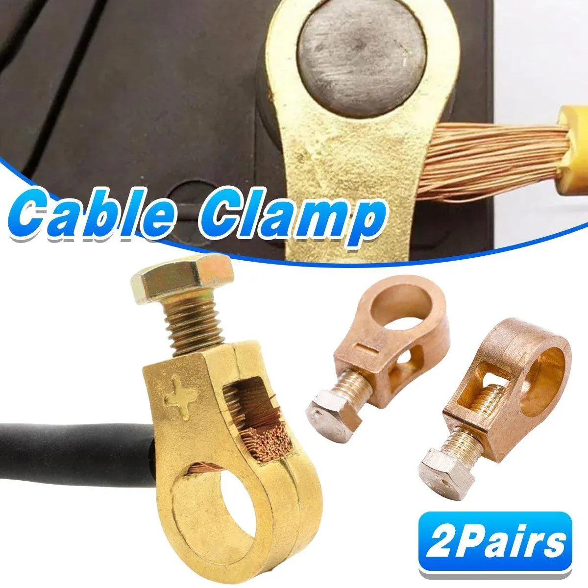 2 Pairs Cable Clamp Battery Clips Car Positive Negative Pure Copper Terminals V528-BATTERY-CLAMP-2PAIRS-560251