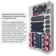 93 Slot Battery Storage Organizer Holder with Tester-Battery Caddy Rack Case Box V528-BATTERYSTORAGE-785058