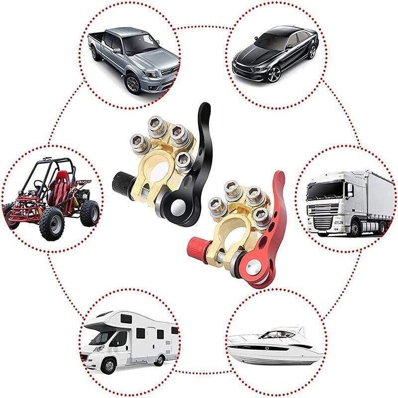 Heavy Duty Car Battery Terminal Clamp 2PCS Quick Release Brass Connector V528-BATTERYTERMINAL-2PCS-96646
