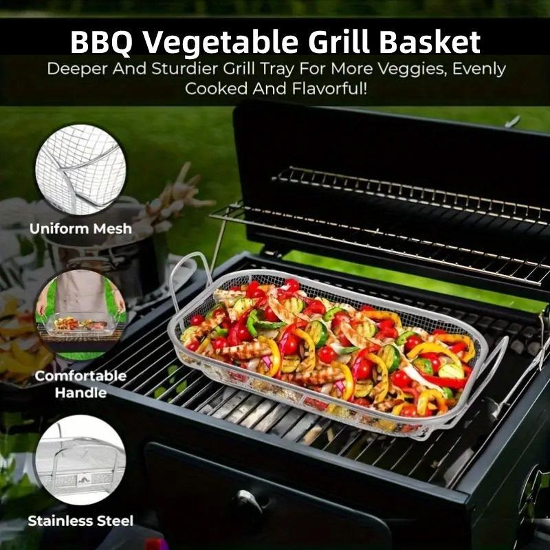 Stainless Steel Square Barbecue Basket Multifunctional Tray Grilling Vegetables V528-BBQ-BASKET-354723