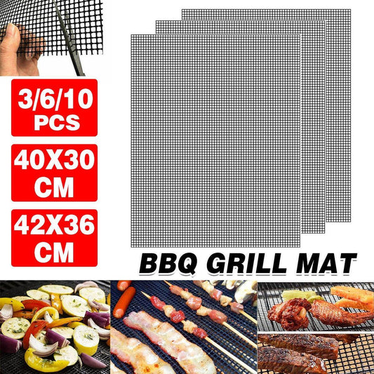 3/6/10PCS Non-Stick BBQ Grill Mat Mesh Liner Cooking Barbecue Sheet Baking Pad - 42X36cm-6PCS V528-BBQ-MAT-6PCS-42-36-279357