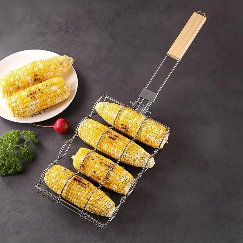 Folding Handle Corn Grill Clip Anti Scald Barbecue Tool for Home Outdoor Cooking V528-BBQ-TONGS-591156