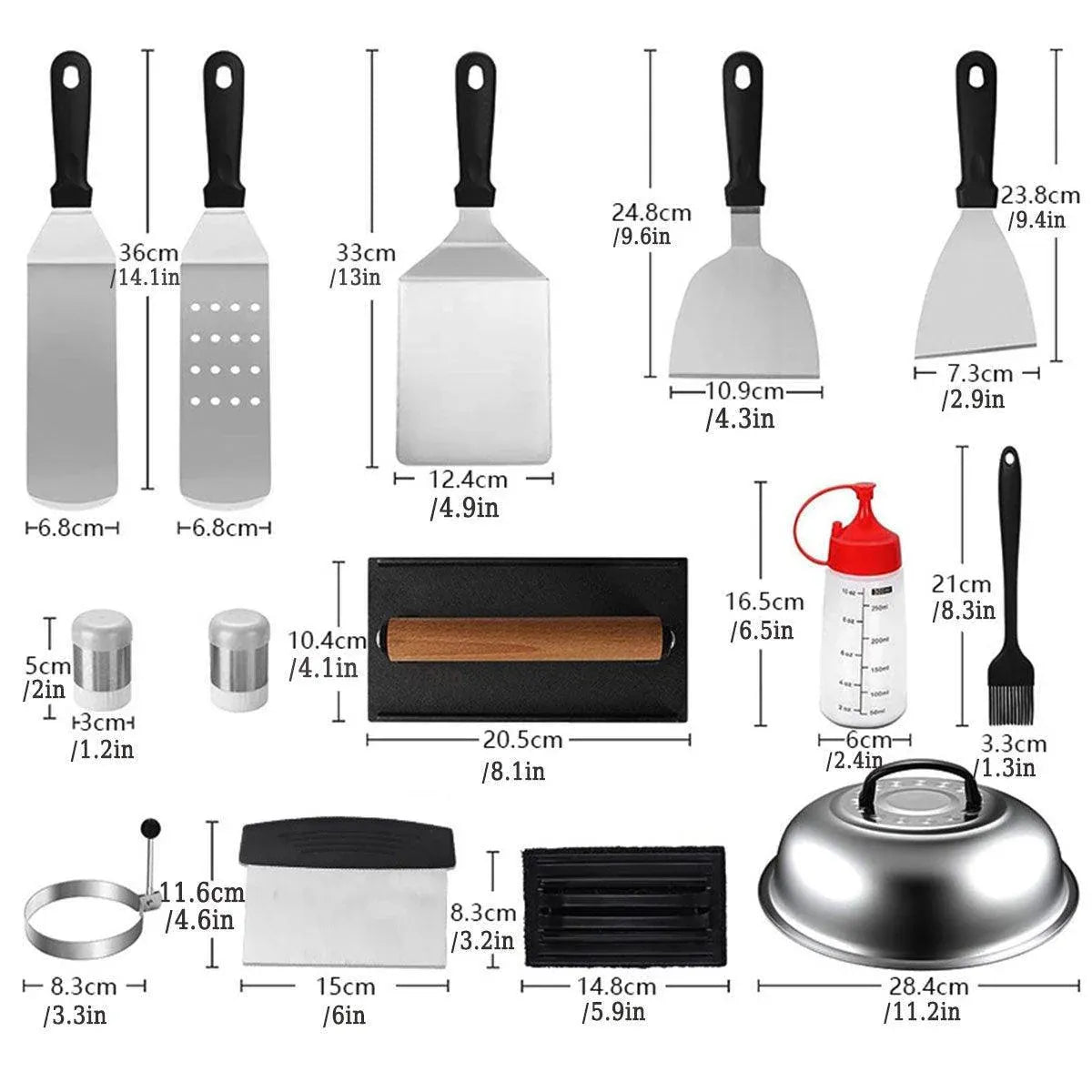 17 Piece BBQ Grill Tools Set Outdoor Barbecue Spatula Shovel Stainless Steel Kit V528-BBQ-TOOLS-17PCS-219477