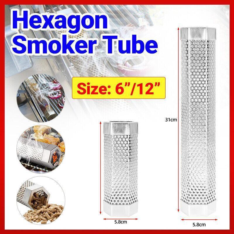 Hexagon Bbq Smoker Tube Stainless Steel Grill Accessory Smoking Box Long Lasting - 12Inch V528-BBQAMOKERTUBE-12INCH-266593