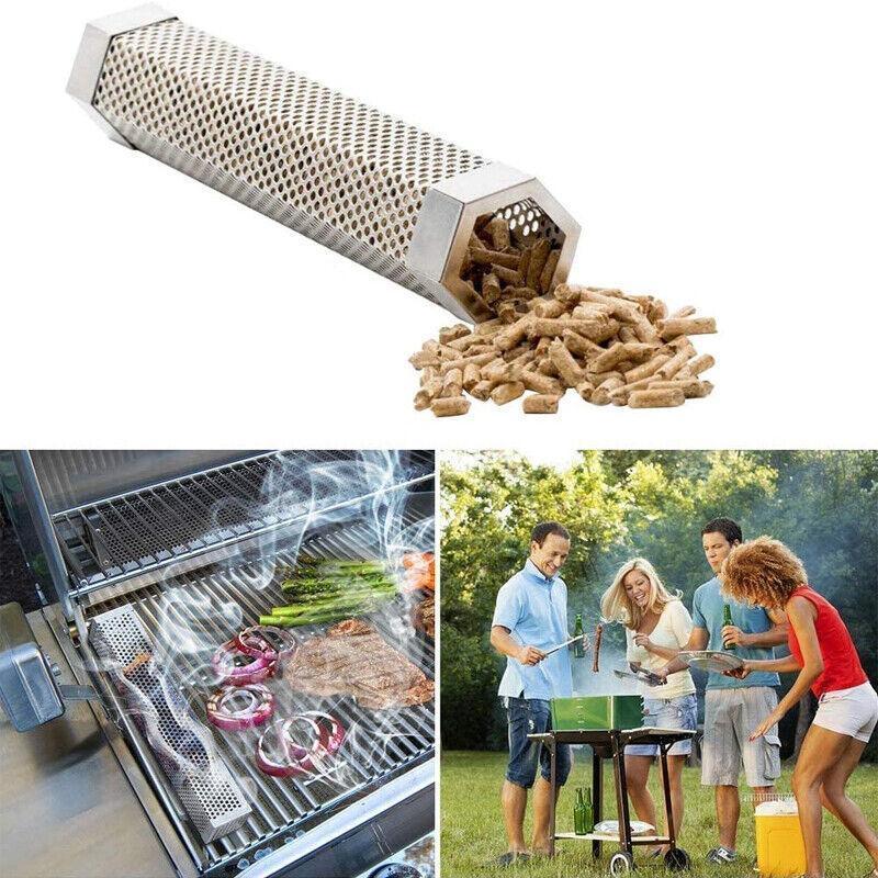 Hexagon Bbq Smoker Tube Stainless Steel Grill Accessory Smoking Box Long Lasting - 12Inch V528-BBQAMOKERTUBE-12INCH-266593