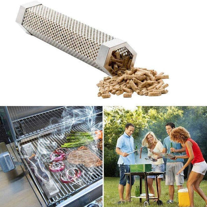 Hexagon Bbq Smoker Tube Stainless Steel Grill Accessory Smoking Box Long Lasting - 12Inch V528-BBQAMOKERTUBE-12INCH-266593