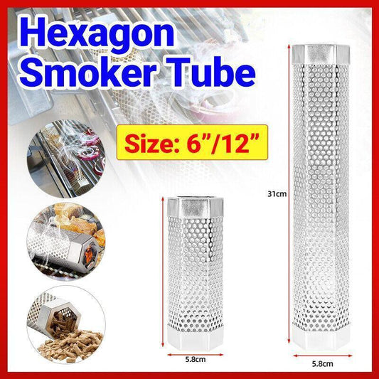 Hexagon Bbq Smoker Tube Stainless Steel Grill Accessory Smoking Box Long Lasting - 6Inch V528-BBQAMOKERTUBE-6INCH-450215