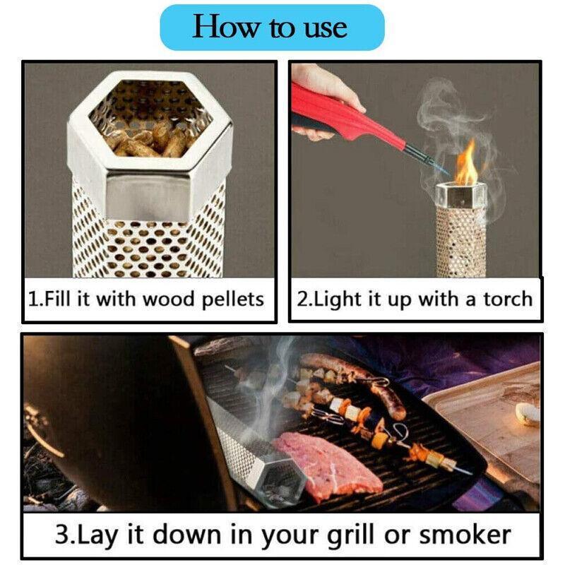 Hexagon Bbq Smoker Tube Stainless Steel Grill Accessory Smoking Box Long Lasting - 6Inch V528-BBQAMOKERTUBE-6INCH-450215