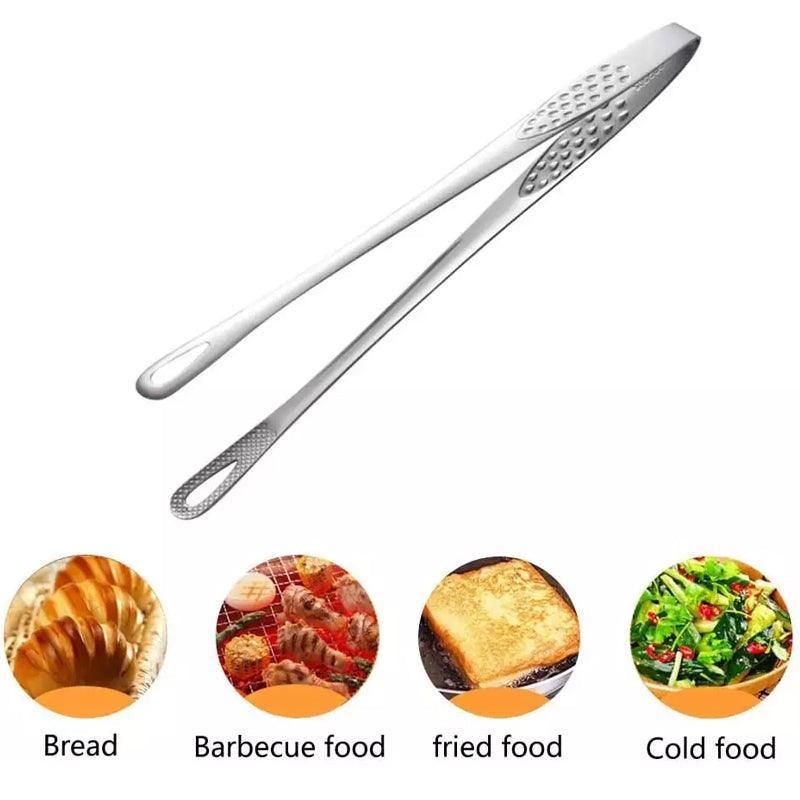 24/28Cm Stainless Steel Kitchen Grill Straight Tweezers Bbq Food Tongs Tools - 24CM V528-BBQFOODTONGS-24CM-815613