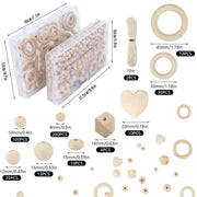 414pcs DIY Beading Kit Round Wooden Beads Set Craft Jewelry Supplies Home Decor V528-BEADS-414PCS-196373
