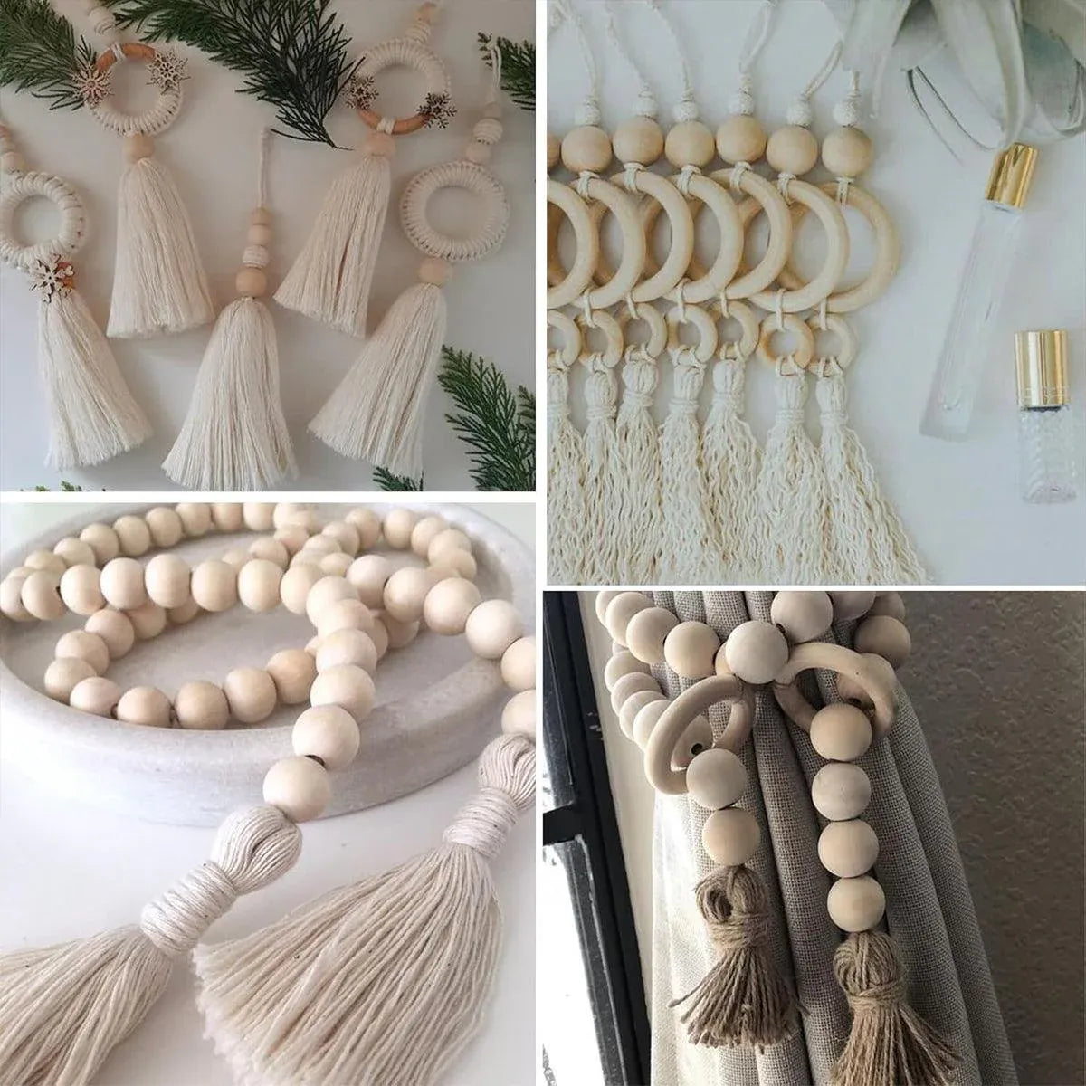 414pcs DIY Beading Kit Round Wooden Beads Set Craft Jewelry Supplies Home Decor V528-BEADS-414PCS-196373