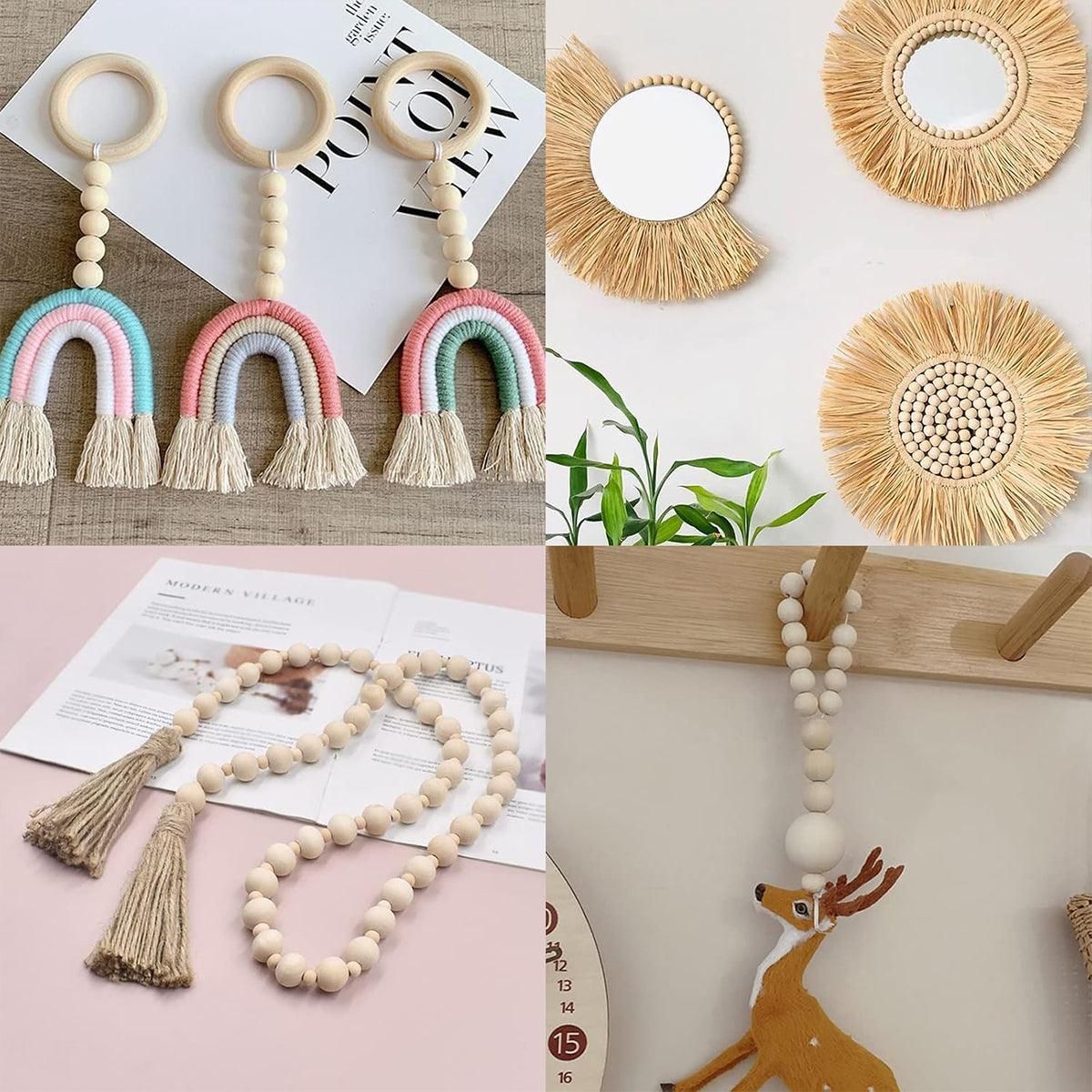 414pcs DIY Beading Kit Round Wooden Beads Set Craft Jewelry Supplies Home Decor V528-BEADS-414PCS-196373