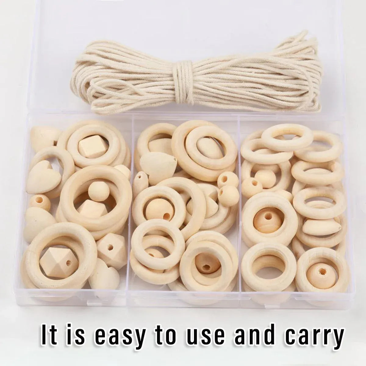 414pcs DIY Beading Kit Round Wooden Beads Set Craft Jewelry Supplies Home Decor V528-BEADS-414PCS-196373
