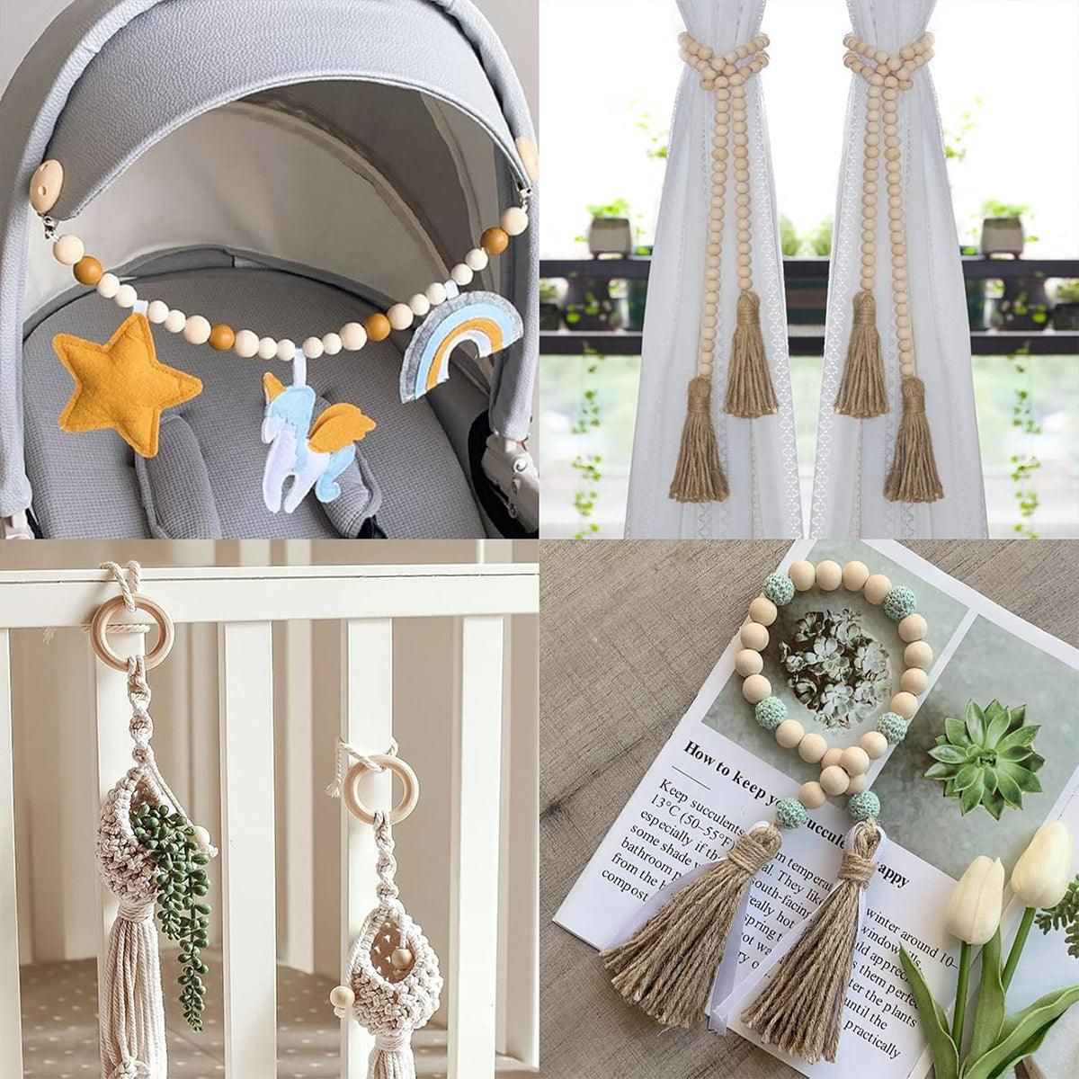 414pcs DIY Beading Kit Round Wooden Beads Set Craft Jewelry Supplies Home Decor V528-BEADS-414PCS-196373