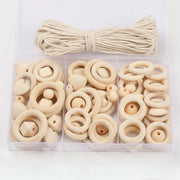 414pcs DIY Beading Kit Round Wooden Beads Set Craft Jewelry Supplies Home Decor V528-BEADS-414PCS-196373