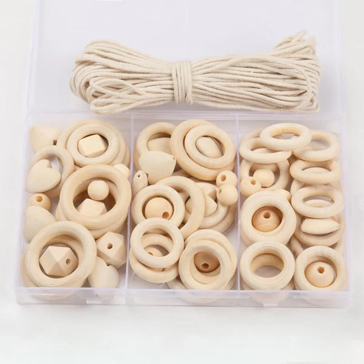414pcs DIY Beading Kit Round Wooden Beads Set Craft Jewelry Supplies Home Decor V528-BEADS-414PCS-196373