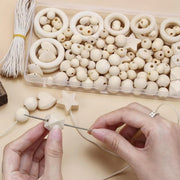414pcs DIY Beading Kit Round Wooden Beads Set Craft Jewelry Supplies Home Decor V528-BEADS-414PCS-196373