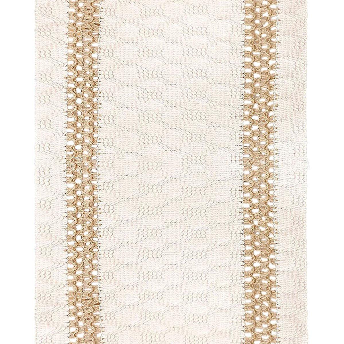 Cotton Linen Table Runner with Knot Tassel Bed End Towel Long Tablecloth Mat - Beige V528-BED-TOWEL-STXMS-838033
